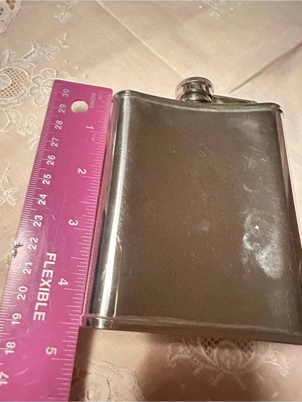 Vintage Canadian Club Reserve Stainless Steel Whiskey Hip Flask